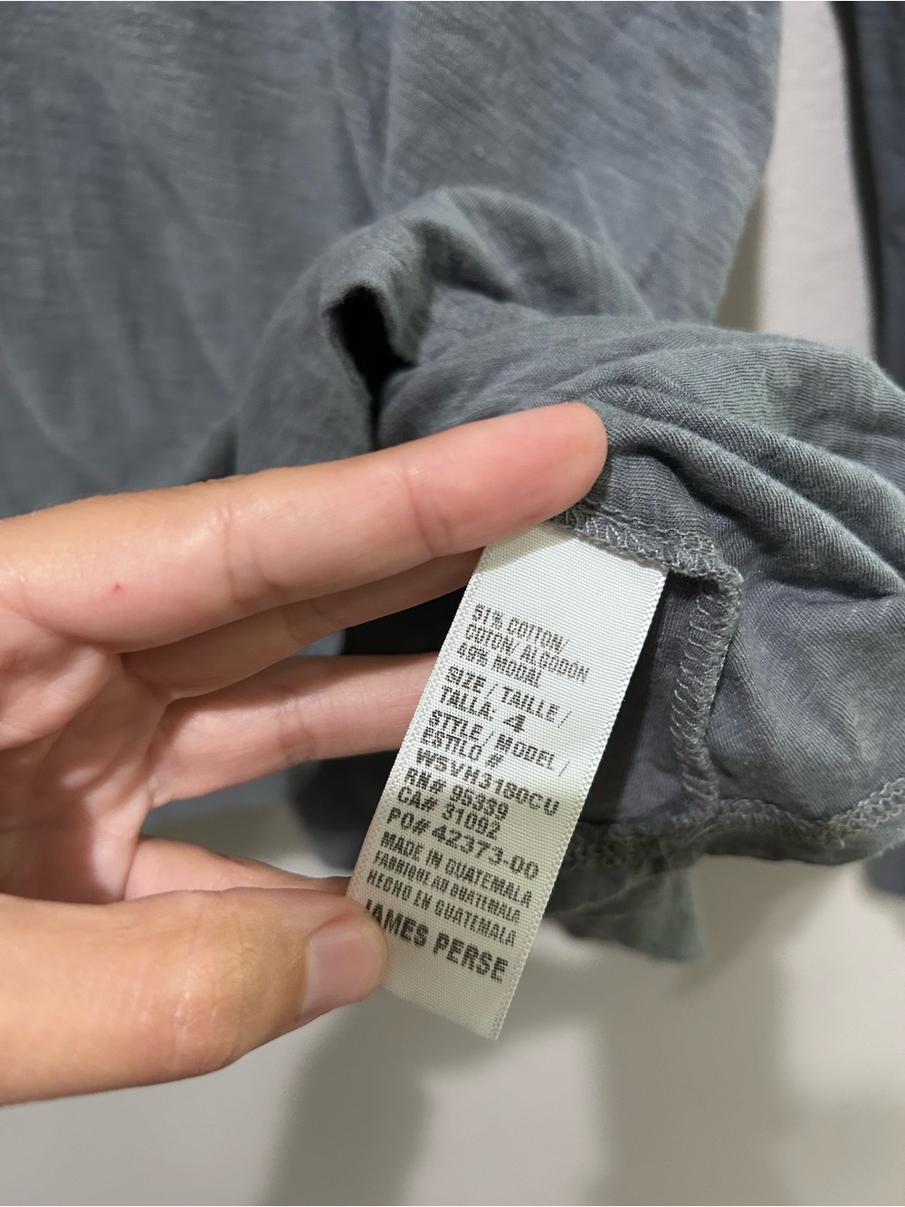 Standard James Perse Light Gray Long Sleeve Crewneck Top - Picture 4 of 6